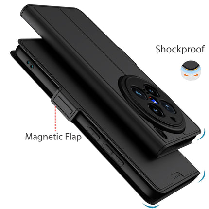 Kapa Noble Slim Magnetic Leather Flip Case Cover for Vivo X200 Pro (5G) | Card Holder Stand Flip Wallet Case (Black) - Mobizang