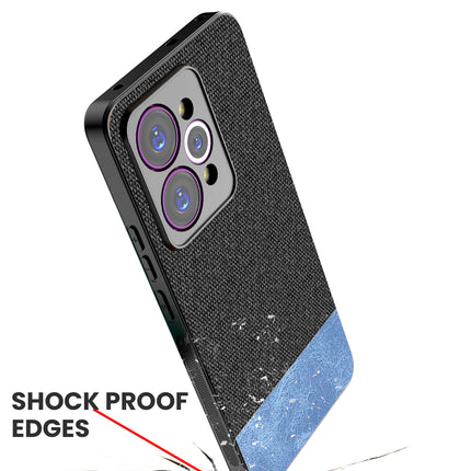 Kapa Soft Fabric & Leather Hybrid Protective Back Cover for Realme 15 Pro 5G | Shockproof Slim Hard Anti Slip Back Case (Black,Blue)