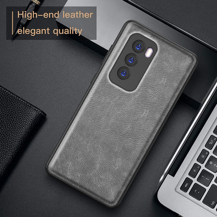 Kapa Tux Leather Back Cover for Oppo Reno 12 Pro (5G) | Slim Shockproof Camera Protection Bumper Case (Grey)