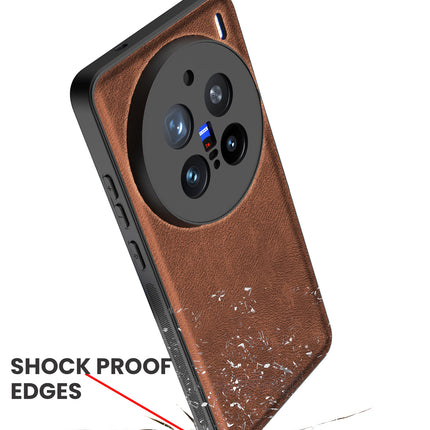 Kapa Tux Leather Back Cover for Vivo X200 Pro (5G) | Slim Shockproof Camera Protection Bumper Case (Brown)
