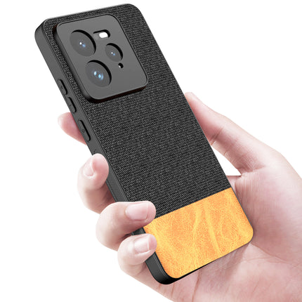 Kapa Soft Fabric & Leather Hybrid Protective Back Cover for Realme GT 7 PRO | Shockproof Slim Hard Anti Slip Back Case (Black,Brown) - Mobizang