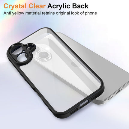 Kapa Hawkeye Clear Back Cover for Apple iPhone 16 | Camera Lens Protector Shockproof Slim Clear Case Cover (Black Sides)