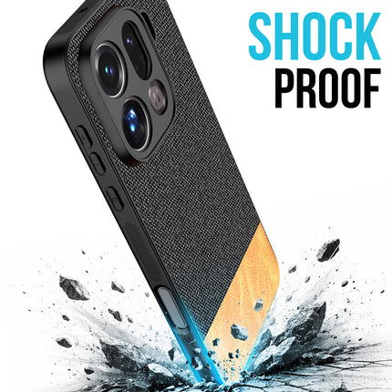 Kapa Soft Fabric & Leather Hybrid Protective Back Cover for Oppo Find X9 Pro | Shockproof Slim Hard Anti Slip Back Case (Black,Brown)