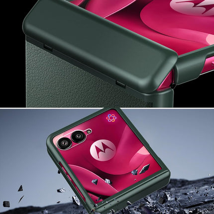 Kapa Leather Hinge Protection Back Cover for Moto Razr 60 Ultra| with [Inbuilt Glass] Full Body Shockproof Hard Back Case (Green)