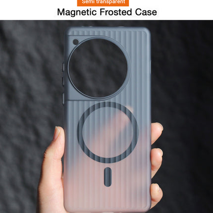Kapa Matte Magnetic Wave Grip Back Cover for OnePlus 12 | [MagSafe Compatible] Wireless charging, Slim, Metal Buttons, Frosted Back Case (Grey)