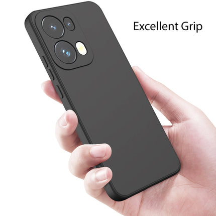 Kapa Matte Protective Lens Flexible Back Cover for Oppo Reno 13 Pro | Slim Silicone with Soft Lining Shockproof Full Body Bumper Case (Black)