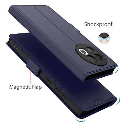 Kapa Noble Slim Magnetic Leather Flip Case Cover for OnePlus 13R | Card Holder Stand Flip Wallet Case (Blue)