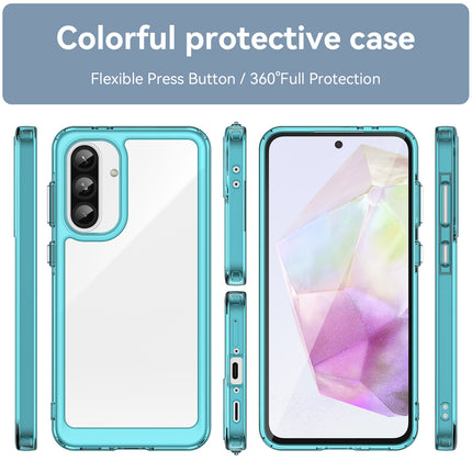Kapa Unicorn Acrylic Clear Back Cover For Samsung Galaxy A36 | Slim Shockproof [Military Grade Protection] Hybrid Bumper Case (Blue Sides) - Mobizang