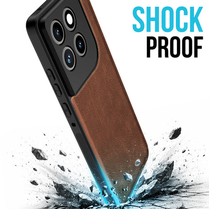 Kapa Tux Leather Back Cover for Moto Edge 70 | Slim Shockproof Camera Protection Bumper Case (Brown)