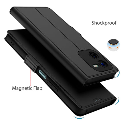 Kapa Noble Slim Magnetic Leather Flip Case Cover for IQOO Z9X | Card Holder Stand Flip Wallet Case (Black)