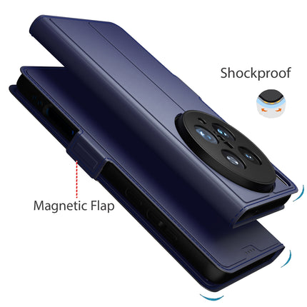 Kapa Noble Slim Magnetic Leather Flip Case Cover for Vivo X200 Ultra | Card Holder Stand Flip Wallet Case (Blue) - Mobizang