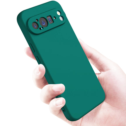 Kapa Matte Protective Lens Flexible Back Cover for Google Pixel 9 / 9 PRO | Slim Silicone with Soft Lining Shockproof Full Body Bumper Case (Green)