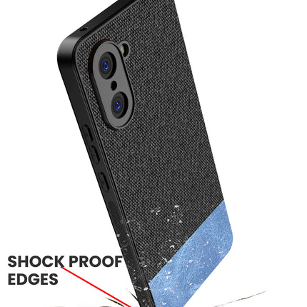 Kapa Soft Fabric & Leather Hybrid Protective Back Cover for OnePlus Nord CE 5 | Shockproof Slim Hard Anti Slip Back Case (Black,Blue)