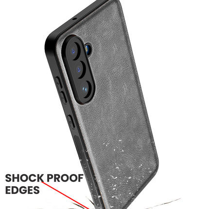 Kapa Tux Leather Back Cover for Samsung Galaxy M36 / F36 5G | Slim Shockproof Camera Protection Bumper Case (Grey)