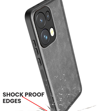 Kapa Tux Leather Back Cover for Oppo Reno 13 Pro | Slim Shockproof Camera Protection Bumper Case (Grey)