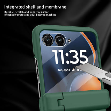 Kapa Textured Grip with Stand Hinge Protection Back Cover for Moto Razr 60 Ultra | with [Inbuilt Glass] Full Body Shockproof Hard Back Case (Green)