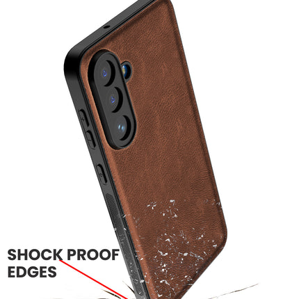 Kapa Tux Leather Back Cover for Samsung Galaxy M36 / F36 5G | Slim Shockproof Camera Protection Bumper Case (Brown)
