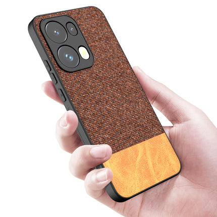 Kapa Soft Fabric & Leather Hybrid Protective Back Cover for Oppo Reno 13 Pro | Shockproof Slim Hard Anti Slip Back Case (Brown)