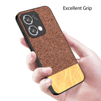 Kapa Soft Fabric & Leather Hybrid Protective Back Cover for Oppo Reno 13 5G | Shockproof Slim Hard Anti Slip Back Case (Brown)