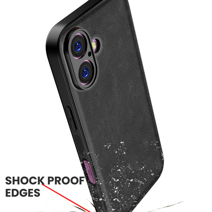 Kapa Tux Leather Back Cover for Apple iPhone 17 | Slim Shockproof Camera Protection Bumper Case (Black) - Mobizang