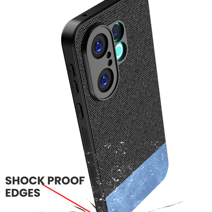 Kapa Soft Fabric & Leather Hybrid Protective Back Cover for Vivo X200 FE 5G | Shockproof Slim Hard Anti Slip Back Case (Black,Blue)
