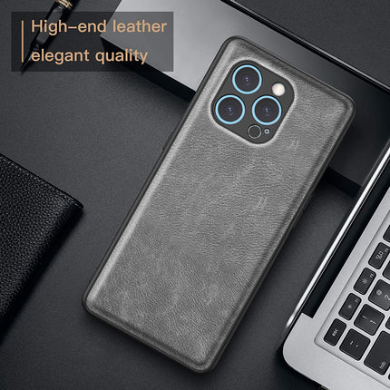 Kapa Tux Leather Back Cover for Apple iPhone 16 Pro Max | Slim Shockproof Camera Protection Bumper Case (Grey)