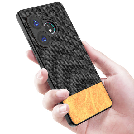 Kapa Soft Fabric & Leather Hybrid Protective Back Cover for Realme GT 6 / GT 6T | Shockproof Slim Hard Anti Slip Back Case (Black,Brown)