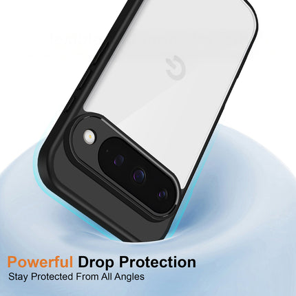 Kapa Hawkeye Clear Slim Tough Back Cover for Google Pixel 10 | Camera Lens Protector Anti Yellow Shockproof Clear Hybrid Case Cover (Black)