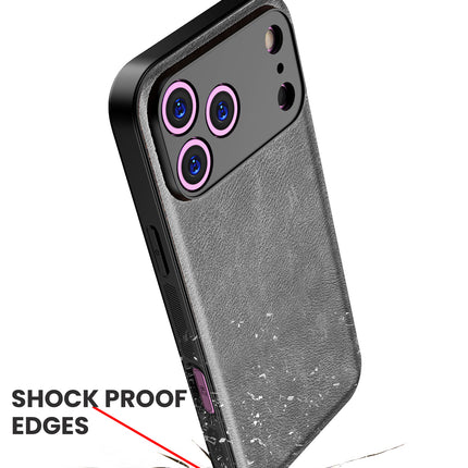 Kapa Tux Leather Back Cover for Apple iPhone 17 Pro | Slim Shockproof Camera Protection Bumper Case (Grey) - Mobizang
