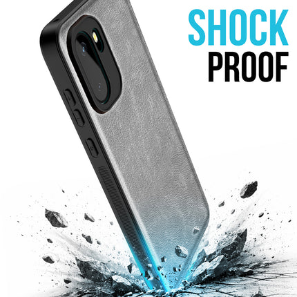 Kapa Tux Leather Back Cover for OnePlus 15R | Slim Shockproof Camera Protection Bumper Case (Grey)