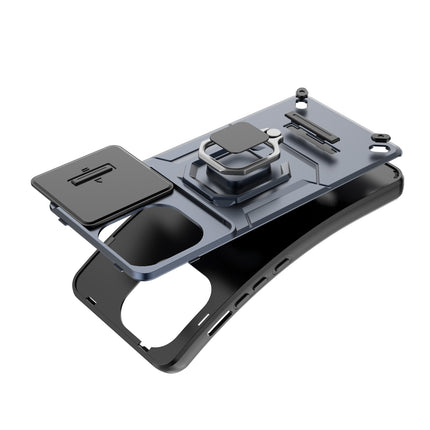 Kapa Armor Slider Back Cover for Oppo K13 Turbo / K13 Turbo Pro | Inbuilt Ring + Camera Slider Shockproof Lens Protection Bumper Back Case (Blue)