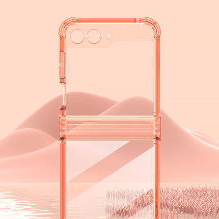 Kapa Clear Airbag with Hinge Protection Back Case for Samsung Galaxy Flip6 / Z Flip 6 | Transparent Shockproof Slim Hard Protective Cover (Orange)