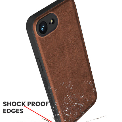 Kapa Tux Leather Back Cover for Apple iPhone 16E | Slim Shockproof Camera Protection Bumper Case (Brown)