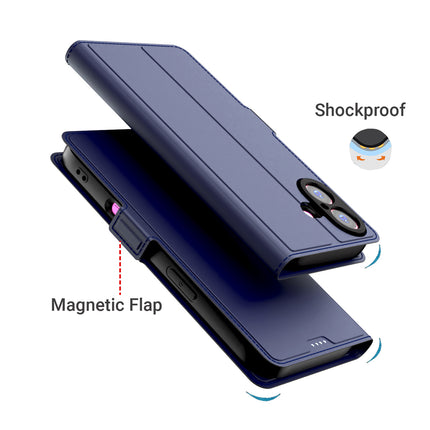 Kapa Noble Slim Magnetic Leather Flip Case Cover for Apple iPhone 17 | Card Holder Stand Flip Wallet Case (Blue)