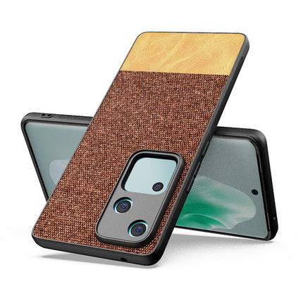Kapa Soft Fabric & Leather Hybrid Protective Back Cover for Vivo V30 (5G) | Shockproof Slim Hard Anti Slip Back Case (Brown)