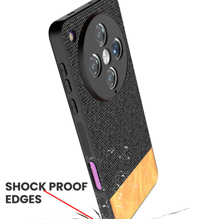 Kapa Soft Fabric & Leather Hybrid Protective Back Cover for Oppo Find X8 Pro | Shockproof Slim Hard Anti Slip Back Case (Black,Brown)