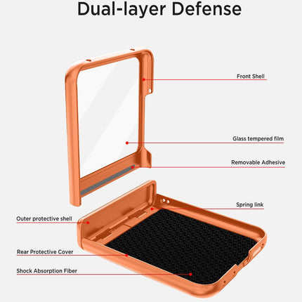 Kapa Textured Grip Hinge Protection Back Cover for Moto Razr 60/50 | with [Inbuilt Glass] Full Body Shockproof Hard Back Case (Orange)