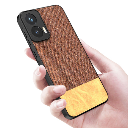 Kapa Soft Fabric & Leather Hybrid Protective Back Cover for Moto G35 | Shockproof Slim Hard Anti Slip Back Case (Brown)