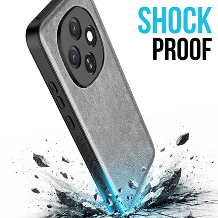 Kapa Tux Leather Back Cover for Oppo F31 Pro 5G | Slim Shockproof Camera Protection Bumper Case (Grey)