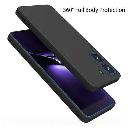 Kapa Matte Protective Lens Flexible Back Cover for Poco X7 Pro 5G | Slim Silicone with Soft Lining Shockproof Full Body Bumper Case (Black)