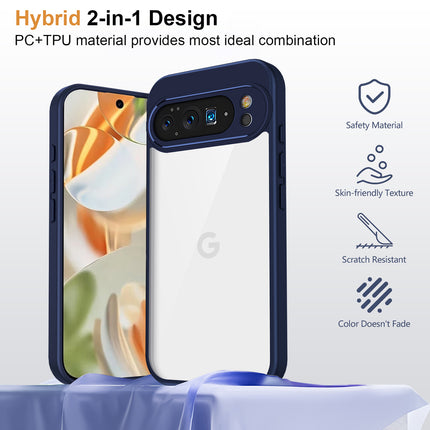 Kapa Hawkeye Clear Slim Tough Back Cover for Google Pixel 10 Pro | Camera Lens Protector Anti Yellow Shockproof Clear Hybrid Case Cover (Blue) - Mobizang