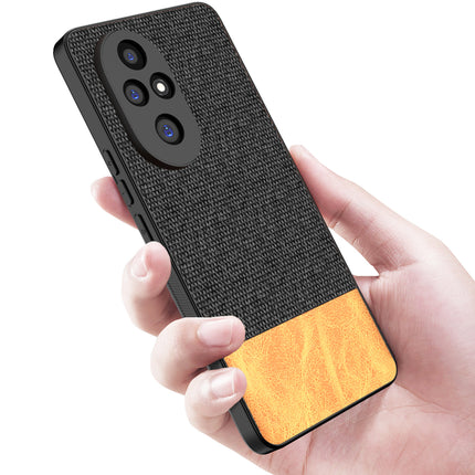 Kapa Soft Fabric & Leather Hybrid Protective Back Cover for Honor 200 Pro (5G) | Shockproof Slim Hard Anti Slip Back Case (Black,Brown)