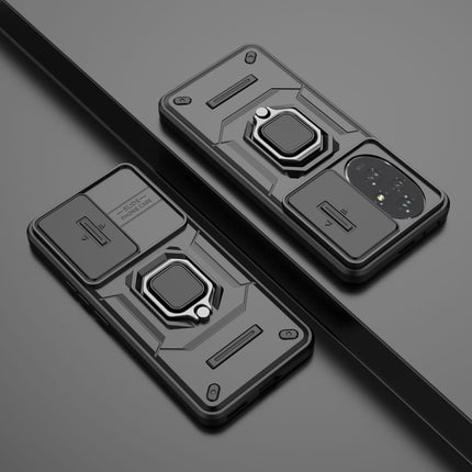 Kapa Armor Slider Back Cover for Honor 200 (5G) | Inbuilt Ring + Camera Slider Shockproof Lens Protection Bumper Back Case (Black)