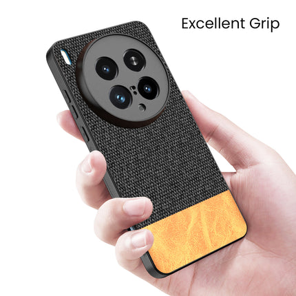 Kapa Soft Fabric & Leather Hybrid Protective Back Cover for Vivo X200 Ultra | Shockproof Slim Hard Anti Slip Back Case (Black,Brown)
