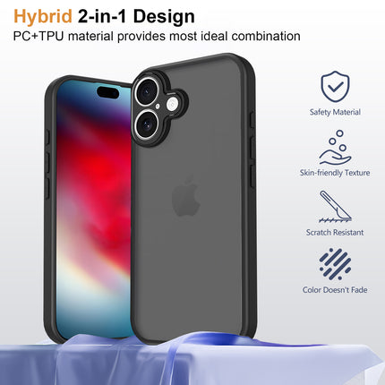 Kapa Smoked Hawkeye Matte Slim Tough Back Cover for Apple iPhone 17 | Camera Lens Protector Anti Yellow Shockproof Matte Hybrid Case Cover (Smoked Black)