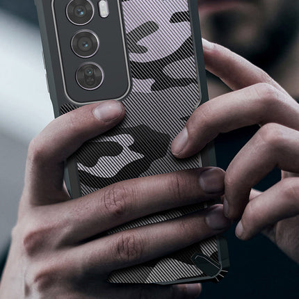 Kapa Bull Camouflage Back Cover for Oppo Reno 12 (5G) | [Military Grade Protection] Shock Proof Slim Hybrid Bumper Case (Black)
