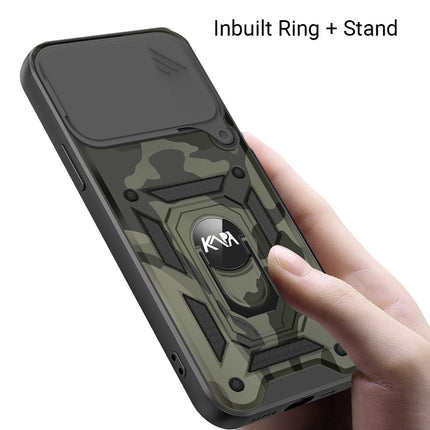Kapa Tank Back Cover for Apple iPhone 17 Pro Max | Inbuilt Ring + Slider Shockproof Lens Protection Bumper Back Case (Black)