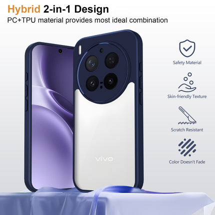 Kapa Hawkeye Clear Slim Tough Back Cover for Vivo X300 Pro 5G | Camera Lens Protector Anti Yellow Shockproof Clear Hybrid Case Cover (Blue) - Mobizang