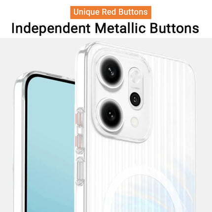 Kapa Wave Magnetic Frosted Grip Back Cover for Oppo Reno 14 Pro 5G | [MagSafe Compatible] Wireless charging, Slim, Metal Buttons Matte Finish Back Case (White) - Mobizang