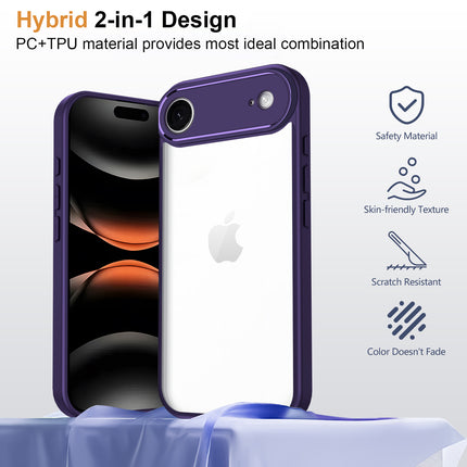 Kapa Hawkeye Clear Slim Tough Back Cover for Apple iPhone 17 Air | Camera Lens Protector Anti Yellow Shockproof Clear Hybrid Case Cover (Purple)